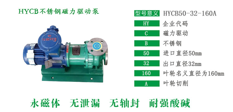 HYCB不锈钢磁力驱动泵型号说明