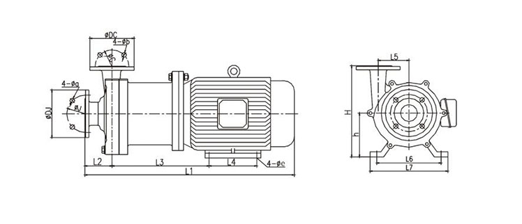 HYCQ轻型不锈钢磁力泵安装尺寸图